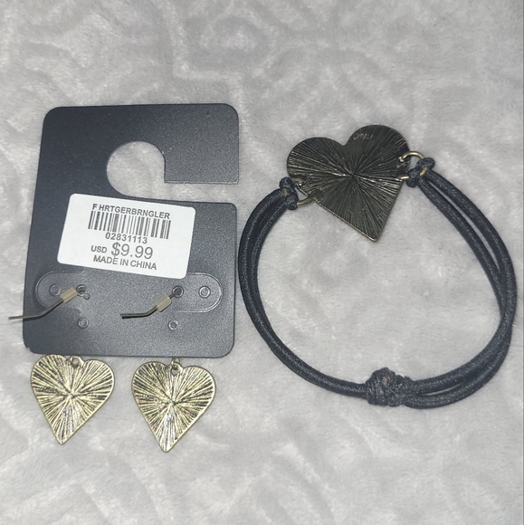 New! BODY RAGE Steampunk Heart Earrings & Bracelet Set - Picture 5 of 6